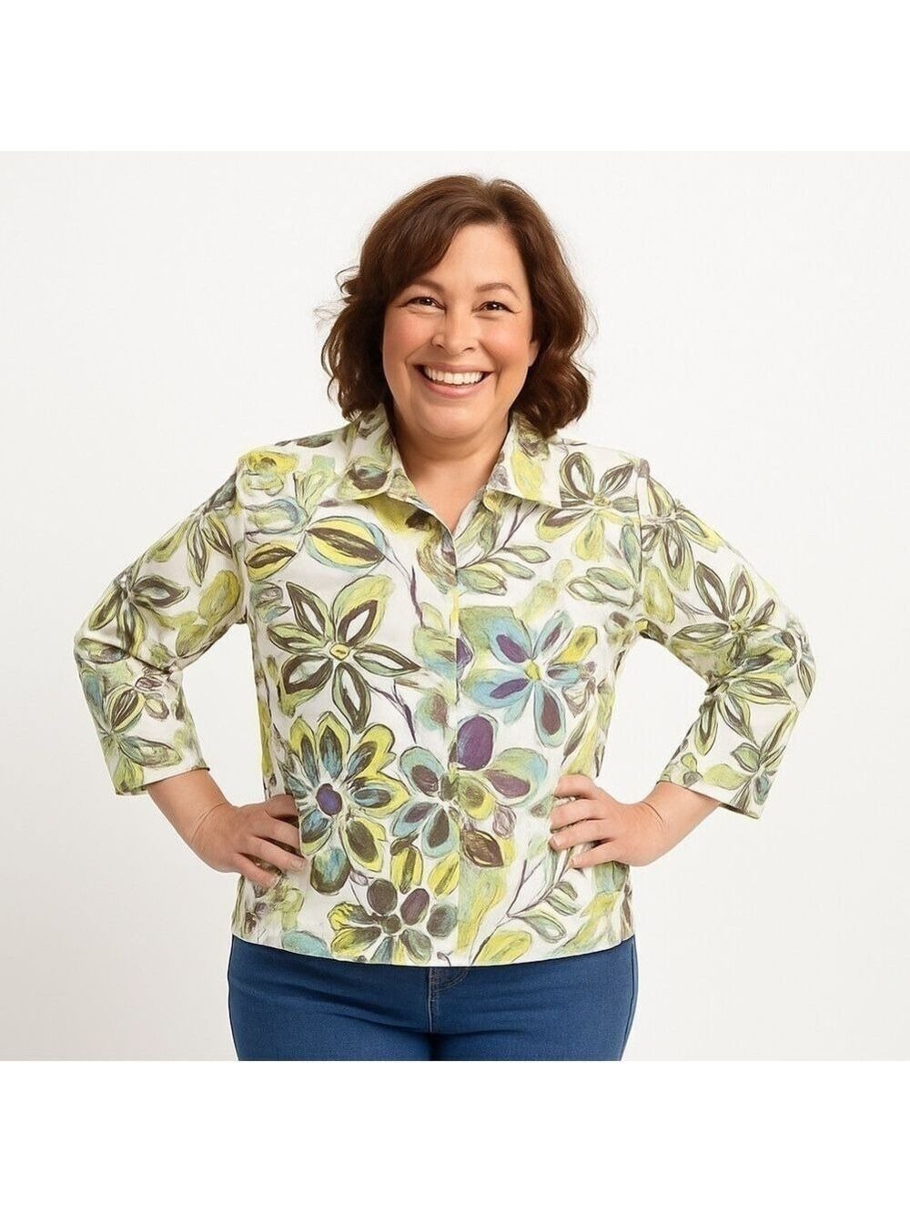 SPORTELLE Vibrant Floral Print Lightweight Jacket Size XL